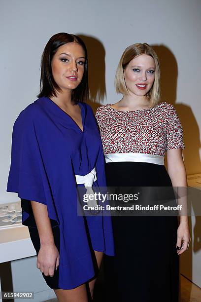 Actresses Adele Exarchopoulos and Lea Seydoux attend the "Icones de l'Art Moderne, La Collection Chtchoukine" : Cocktail at Fondation Louis Vuitton...