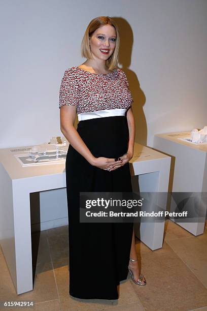 Actress Lea Seydoux attends the "Icones de l'Art Moderne, La Collection Chtchoukine" : Cocktail at Fondation Louis Vuitton on October 20, 2016 in...