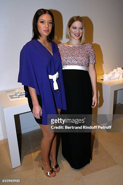 Actresses Adele Exarchopoulos and Lea Seydoux attend the "Icones de l'Art Moderne, La Collection Chtchoukine" : Cocktail at Fondation Louis Vuitton...