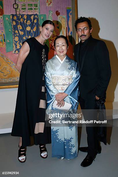 Star Dancer Marie-Agnes Gillot, Countess Setsuko Klossowska de Rola and Stylist Haider Ackermann attend the "Icones de l'Art Moderne, La Collection...