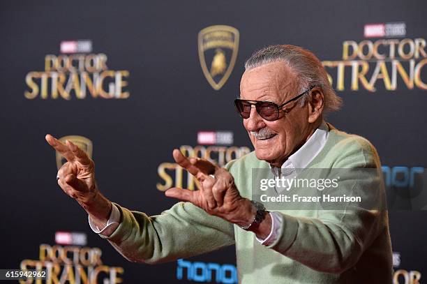 Stan Lee attends the premiere of Disney and Marvel Studios' "Doctor Strange" at the El Capitan Theatre on October 20, 2016 in Hollywood, California.