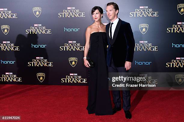 Benedict Cumberbatch and Sophie Hunter attend the premiere of Disney and Marvel Studios' "Doctor Strange" at the El Capitan Theatre on October 20,...