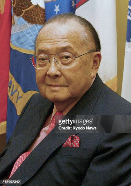 Japan - File photo taken in Washington in March 2011, shows U.S. Sen. Daniel Inouye, a Japanese-American Democrat from Hawaii and World War II...