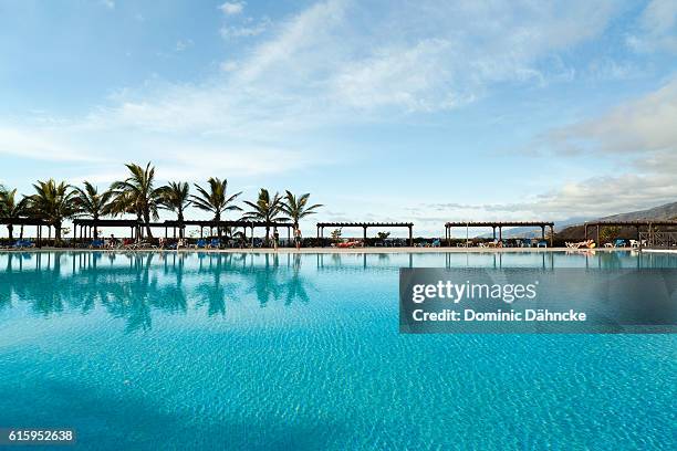 resort swimming pool in fuencaliente town (la palma. canary islands) - tourist resort stock pictures, royalty-free photos & images