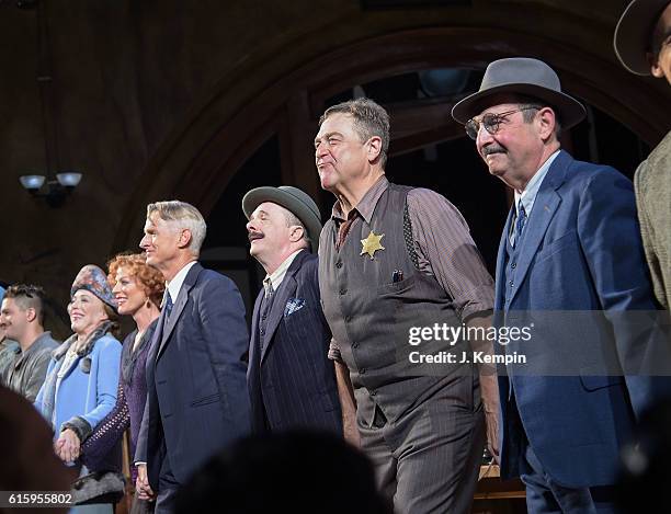 Actors John Slattery, Nathan Lane and John Goodman attend the "The Front Page" Broadway Opening Night at The Broadhurst Theatre on October 20, 2016...