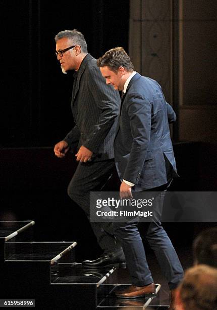 Representatives of Fox Searchlight accept the Print Grand award for 'Birth of a Nation - Poster 2' onstage during the CLIO Key Art Awards 2016 at...
