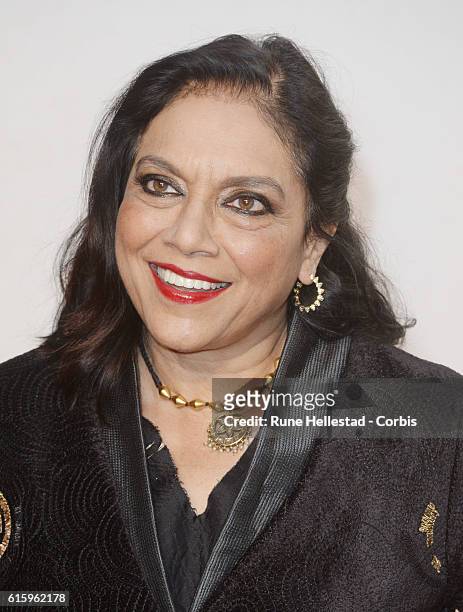 Mira Nair attends the 'Queen Of Katwe' Virgin Atlantic Gala screening during the 60th BFI London Film Festival at Odeon Leicester Square on October...