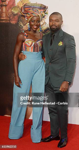 Lupita Nyong'O and David Oyelowo attend the 'Queen Of Katwe' Virgin Atlantic Gala screening during the 60th BFI London Film Festival at Odeon...