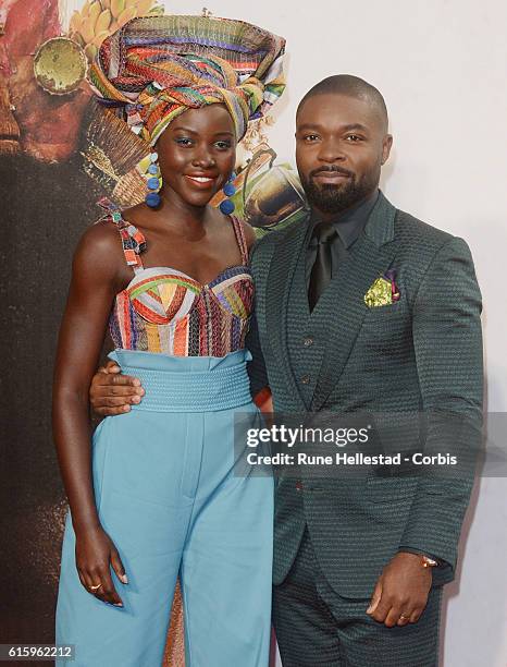 Lupita Nyong'O and David Oyelowo attend the 'Queen Of Katwe' Virgin Atlantic Gala screening during the 60th BFI London Film Festival at Odeon...