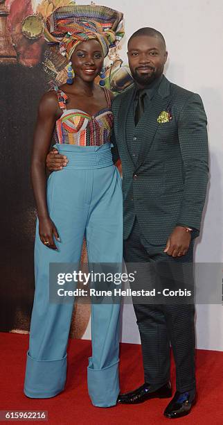 Lupita Nyong'O and David Oyelowo attend the 'Queen Of Katwe' Virgin Atlantic Gala screening during the 60th BFI London Film Festival at Odeon...