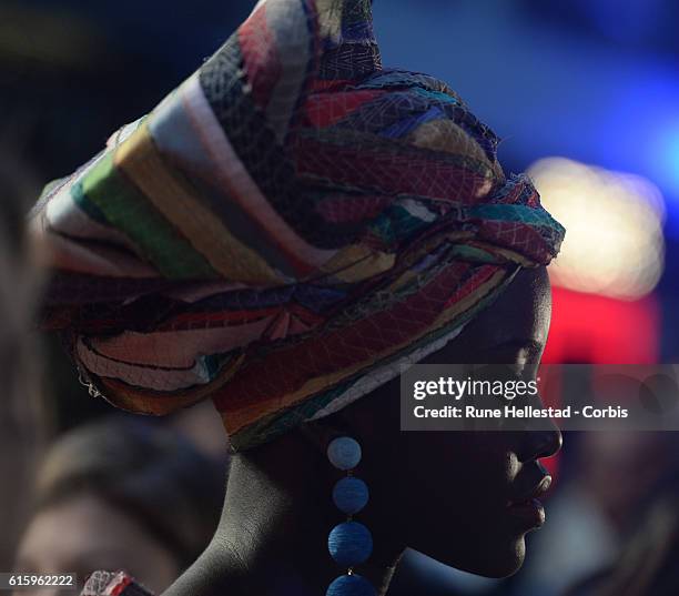 Lupita Nyong'O attends the 'Queen Of Katwe' Virgin Atlantic Gala screening during the 60th BFI London Film Festival at Odeon Leicester Square on...