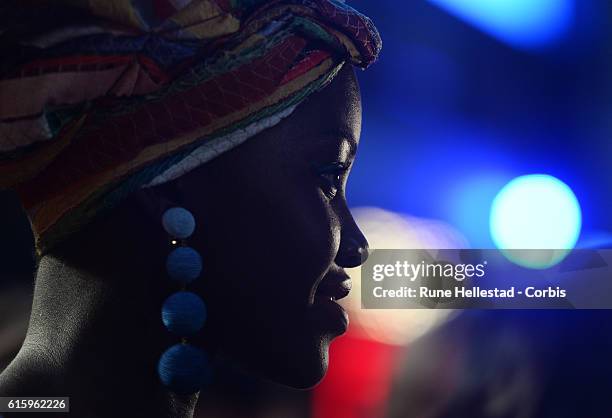 Lupita Nyong'O attends the 'Queen Of Katwe' Virgin Atlantic Gala screening during the 60th BFI London Film Festival at Odeon Leicester Square on...