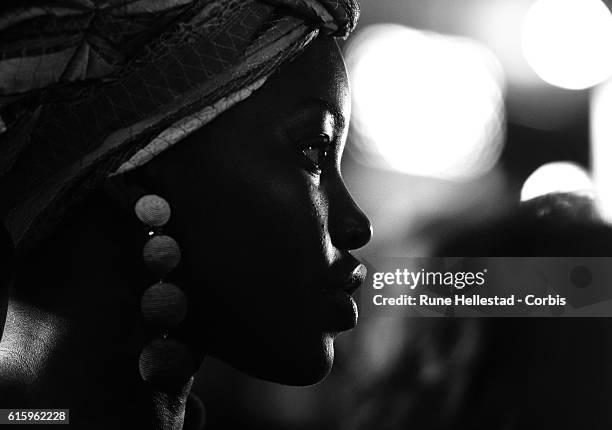 Lupita Nyong'O attends the 'Queen Of Katwe' Virgin Atlantic Gala screening during the 60th BFI London Film Festival at Odeon Leicester Square on...