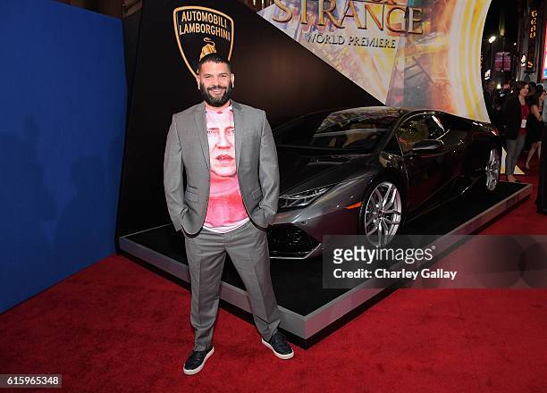 Lamborghini Stars on red carpet with actor Guillermo Diaz at Marvel Studios' Doctor Strange, in US theaters Nov. 4, at El Capitan Theatre on October...