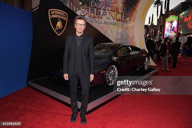 Lamborghini Stars on red carpet with Director Scott Derrickson at Marvel Studios' Doctor Strange, in US theaters Nov. 4, at El Capitan Theatre on...