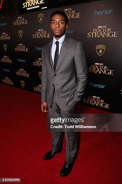 Lamborghini Stars on red carpet with actor Chadwick Boseman at Marvel Studios' Doctor Strange, in US theaters Nov. 4, at El Capitan Theatre on...