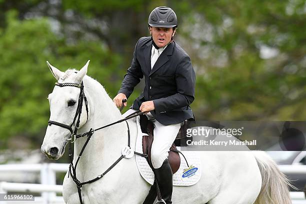 Simon Wilson rides Midway Smooth Dude during the Country TV World Cup Premier League on October 21, 2016 in Hastings, New Zealand.