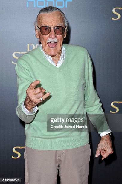 Stan Lee arrives at the Premiere of Disney and Marvel Studios' 'Doctor Strange' on October 20, 2016 in Hollywood, California.