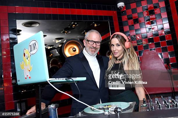 Creative director of Flirt Cosmetics Donald Robertson and DJ Ivy attend Flirt Cosmetics x Amber Rose Event on October 20, 2016 in Los Angeles,...