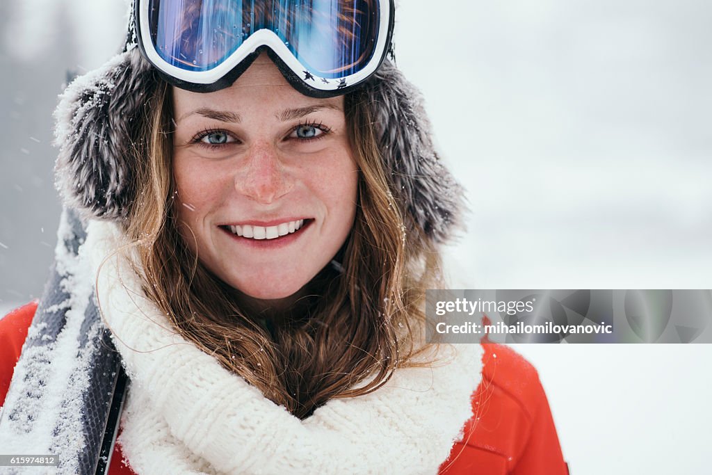 Portrait of attractive skier