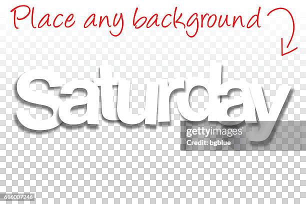 samstag zeichen für design - papier schrift - leere hintergrund - samstag stock-grafiken, -clipart, -cartoons und -symbole