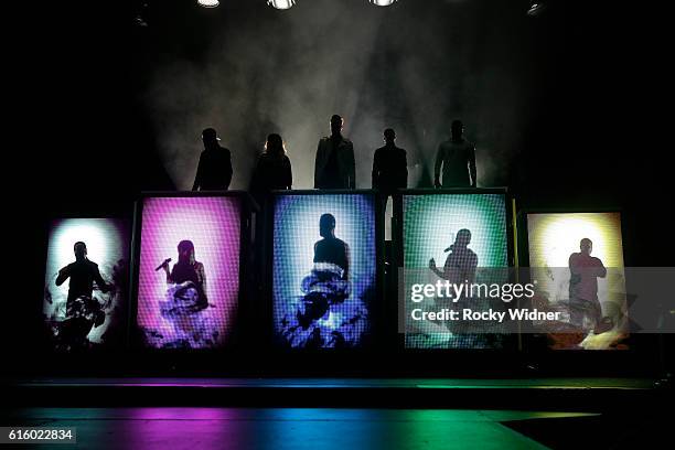 Avi Kaplan, Kirstin Maldonado, Scott Hoying, Mitch Grassi, and Kevin Olusola perform as Pentatonix at SAP Center on October 17, 2016 in San Jose,...