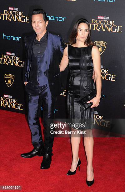 Actor Benjamin Bratt and actress Talisa Soto attend the premiere of Disney and Marvel Studios' 'Doctor Strange' at the El Capitan Theatre on October...