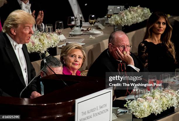 Democratic Nominee for President of the United States former Secretary of State Hillary Clinton attends the 71st annual Alfred E. Smith Memorial...
