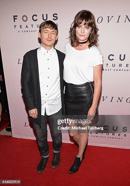 Actors Marshall Allman and Jamie Allman attend the premiere of Focus Features' "Loving" at Samuel Goldwyn Theater on October 20, 2016 in Beverly...