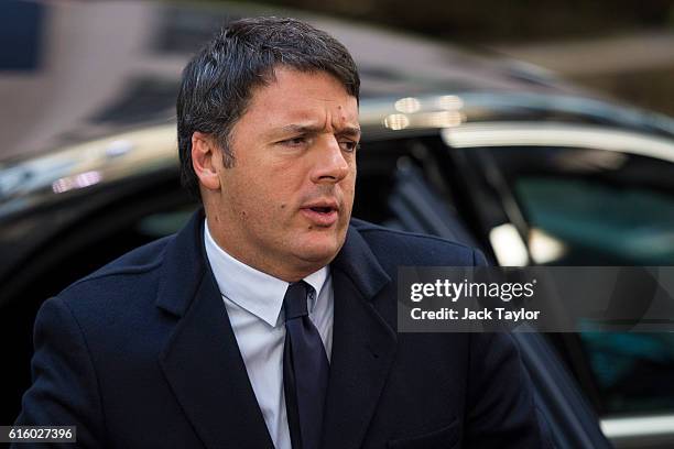 Italian Prime Minister Matteo Renzi arrives at the Council of the European Union on the second day of a two day summit on October 21, 2016 in...