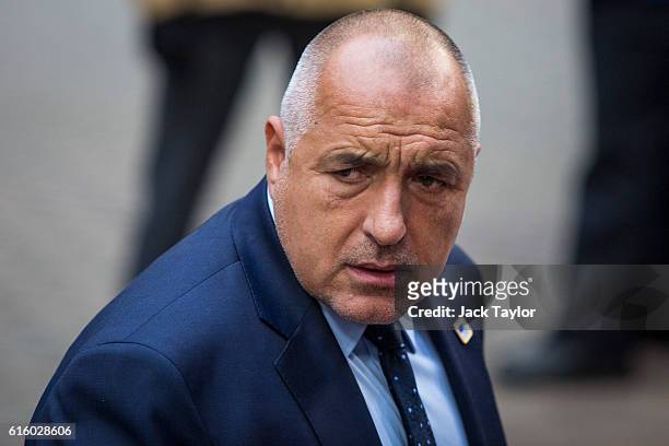 Bulgarian Prime Minister Boyko Borissov arrives at the Council of the European Union on the second day of a two day summit on October 21, 2016 in...