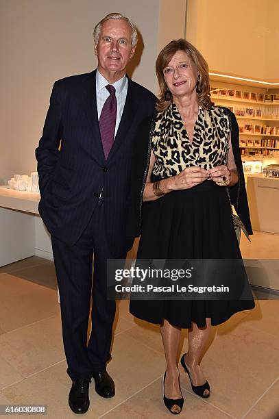 Michel Barnier and wife attend a Cocktail for the opening of 'Icones de l'Art Moderne, La Collection Chtchoukine'at Fondation Louis Vuitton on...