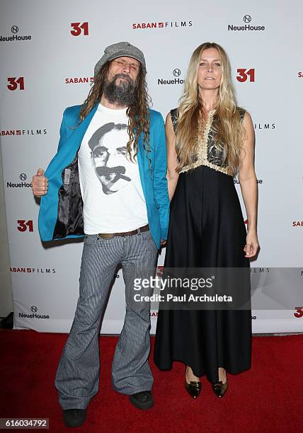 Musician / Director Rob Zombie and His Wife Actress Sheri Moon Zombie attend the premiere of "31" at NeueHouse Hollywood on October 20, 2016 in Los...