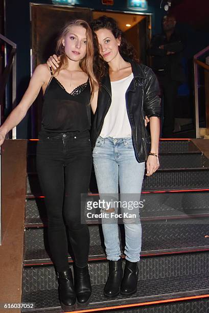 Paris, FranCE Actresses singers Cynthia Tolleron and Julie Fournier from 'Le Rouge et Le Noir' Rock Opera performing at the Palace Theater attend the...