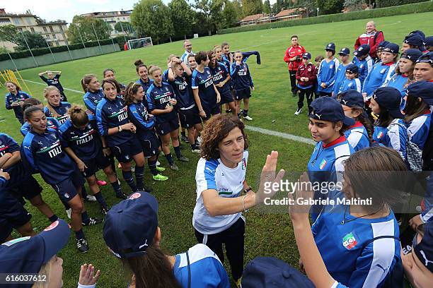Rita Guarino manager of Italy U17 women's of FIGC during 'Azzurre Per Un Giorno' Italian Football Federation Event on October 21, 2016 in Florence,...