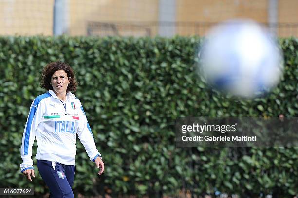 Rita Guarino manager of Italy U17 women's of FIGC during 'Azzurre Per Un Giorno' Italian Football Federation Event on October 21, 2016 in Florence,...