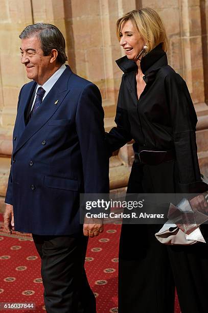 Francisco Alvarez Cascos and Maria Porto attend an audience during the Princess of Asturias awards 2016 at the Reconquista Hotel on October 21, 2016...