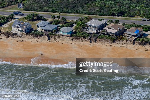 Florida beach errosion and damage from Hurricane Matthew Florida beach errosion and damage from Hurricane Matthew