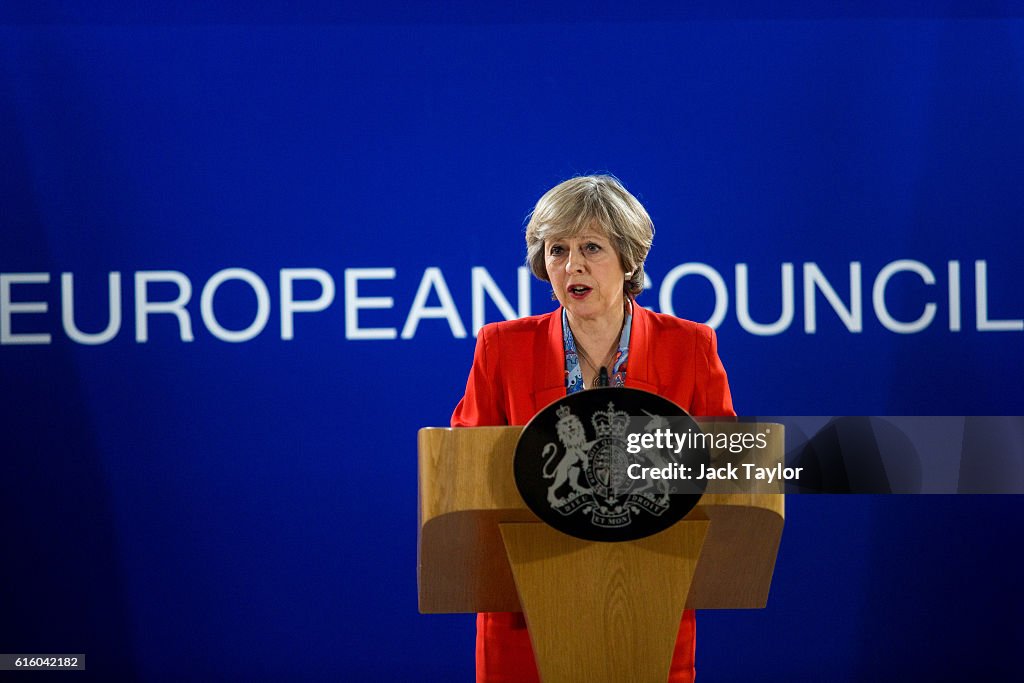 Theressa May Attends Her First EU Council Meeting As British Prime Minister