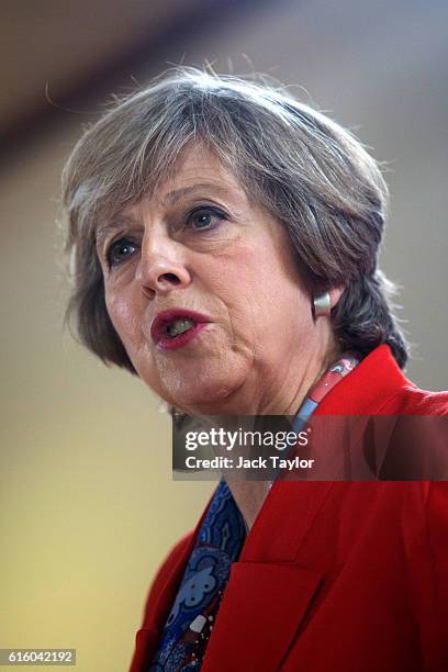 British Prime Minister Theresa May speaks during a press conference at the Council of the European Union on the second day of a two day summit on...