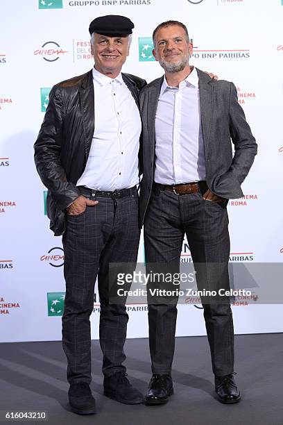 Michele Placido and Stefano Massini attend a photocall for '7 Minuti' during the 11th Rome Film Festival at Auditorium Parco Della Musica on October...