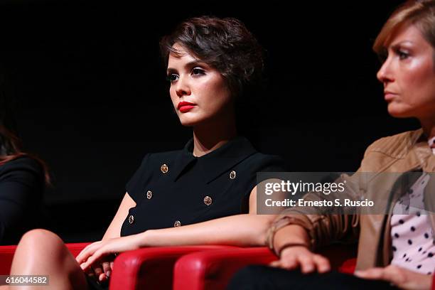 Erika D'Ambrosio attends a press conference for '7 Minuti' during the 11th Rome Film Festival at Auditorium Parco Della Musica on October 21, 2016 in...