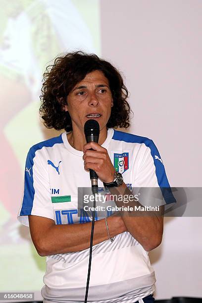 Rita Guarino manager of Under 17 women's during 'Azzurre Per Un Giorno' Italian Football Federation Event in Florence on October 21, 2016 in...