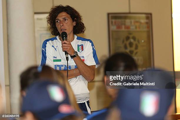 Rita Guarino manager of Under 17 women's during 'Azzurre Per Un Giorno' Italian Football Federation Event in Florence on October 21, 2016 in...