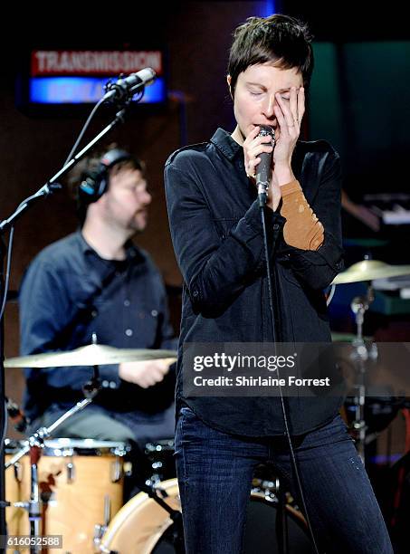 Channy Leaneagh of Polica perform at Low Four Studios on October 21, 2016 in Manchester, England.