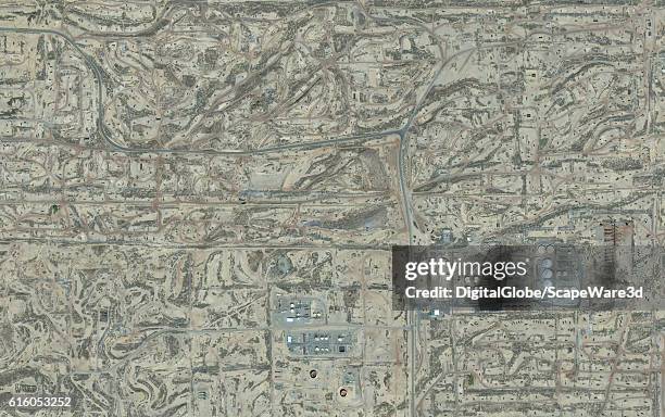 DigitalGlobe via Getty Images's Satellite imagery of an Oil Field -- just south of Derby Acres, California.