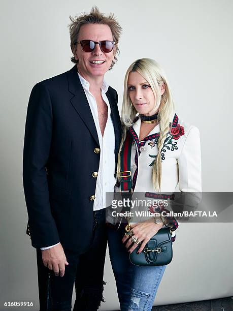 Bass guitarist and co-founder of new wave band Duran Duran, John Taylor and Gela Nash pose for a portrait BBC America BAFTA Los Angeles TV Tea Party...