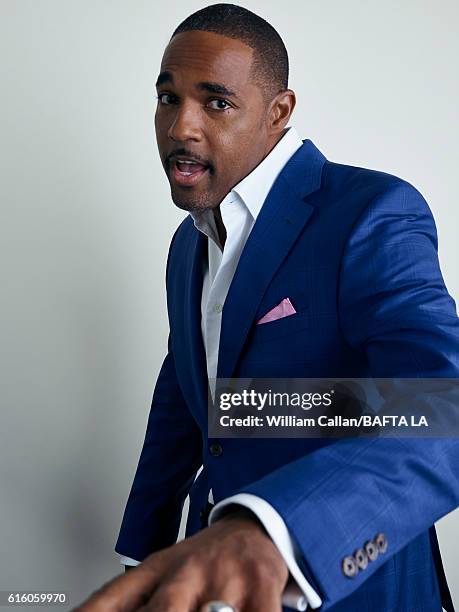 Actor Jason George poses for a portrait BBC America BAFTA Los Angeles TV Tea Party 2016 at the The London Hotel on September 17, 2016 in West...