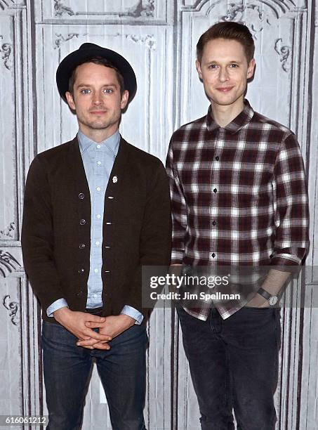 Actors Elijah Wood and Sam Barnett attend The Build Series Presents to discuss "Dirk Gently's Holistic Detective Agency" at AOL HQ on October 21,...