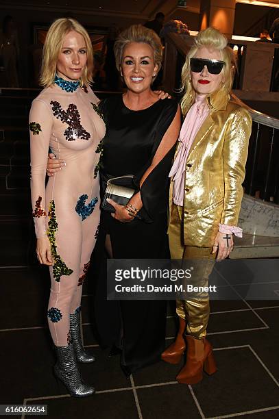 Tuuli Shipster, Tessa Hartmann and Pam Hogg attend the Scottish Fashion Awards in association with Maserati at Rosewood Hotel on October 21, 2016 in...